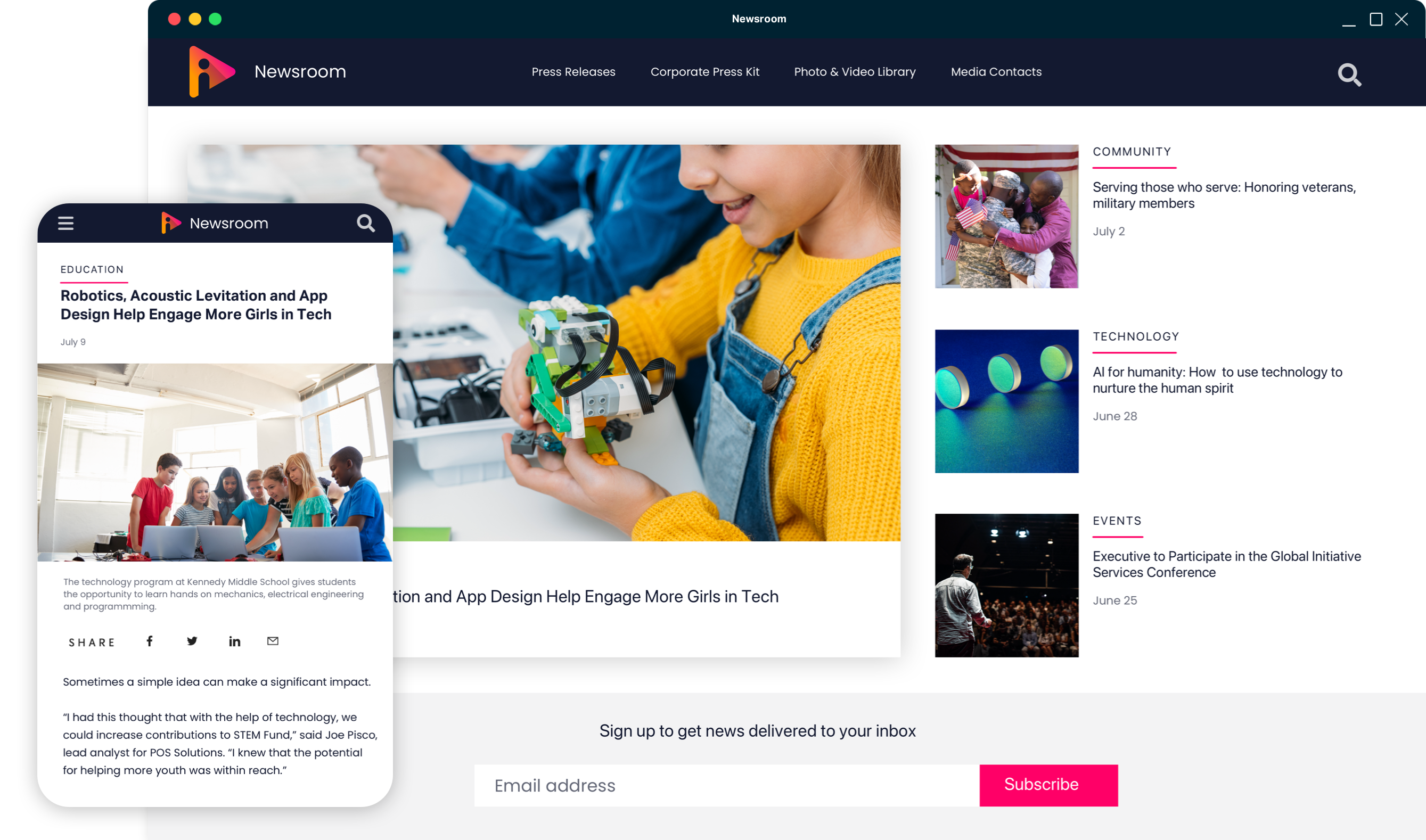 iPR Software online newsroom showing featured news and articles